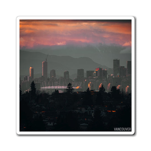 Vancouver Sunset Skyline Magnet — Cityscape Fridge Magnet