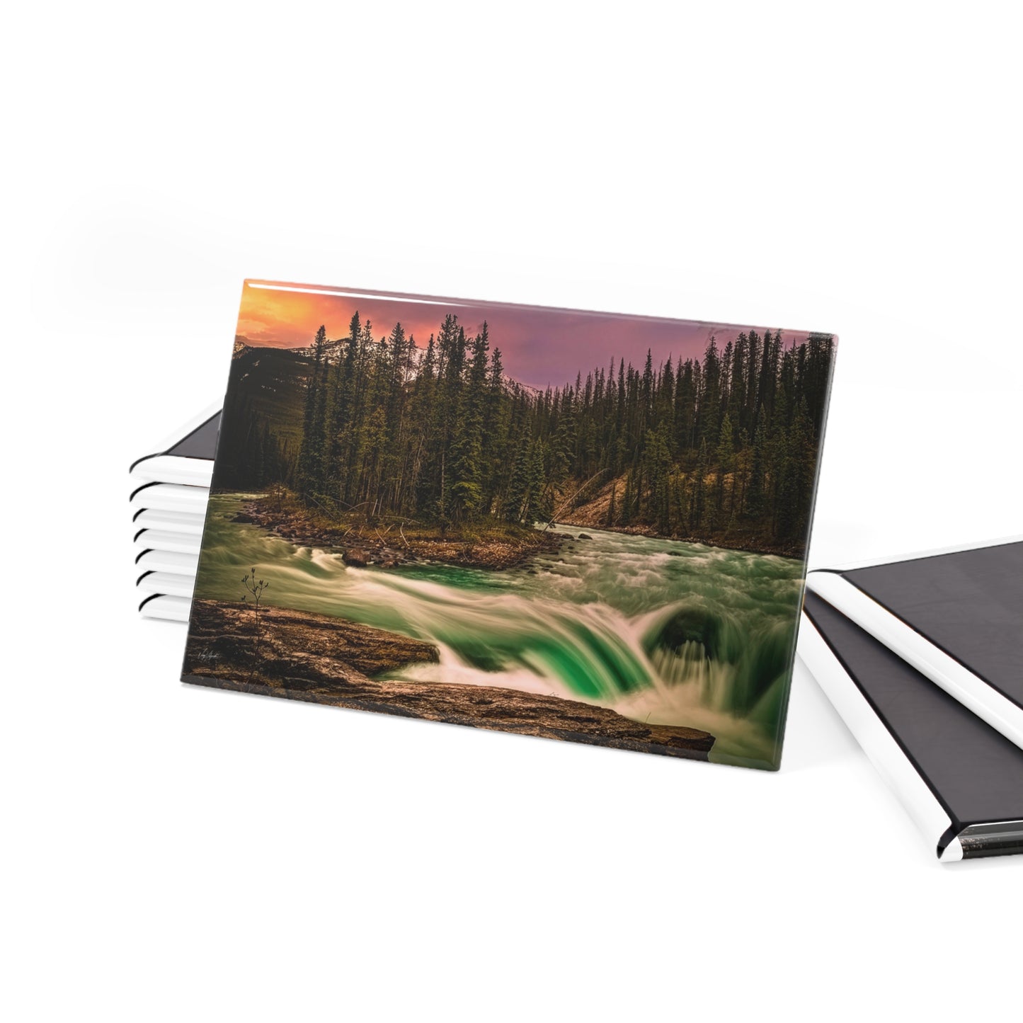 Sunwapta Falls Sunset Rectangle Magnet Jasper National Park Souvenir