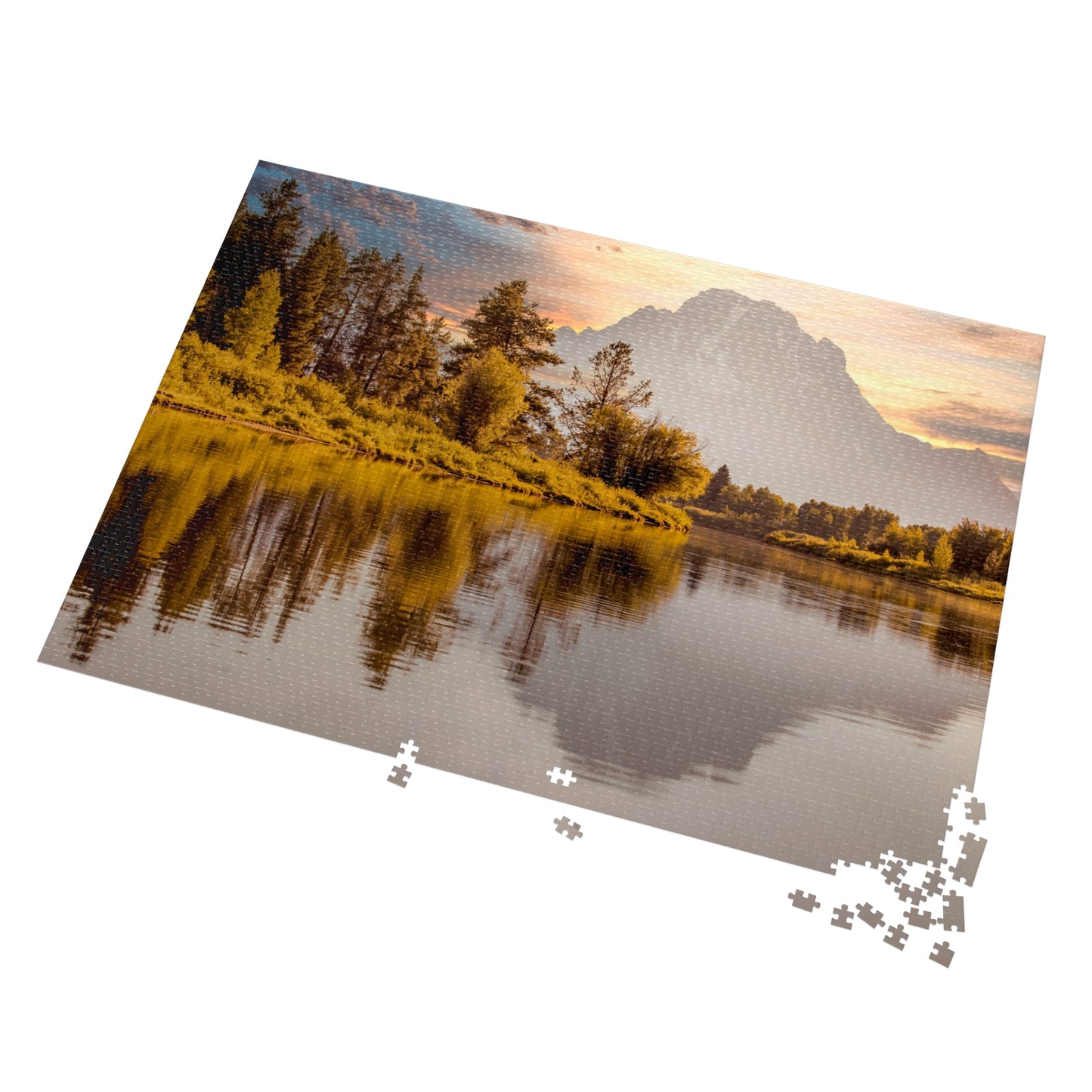 Sunset Mountain Lake Jigsaw Puzzle (With Tin) - 1000 / 2000 Piece Scenic Puzzle Gift