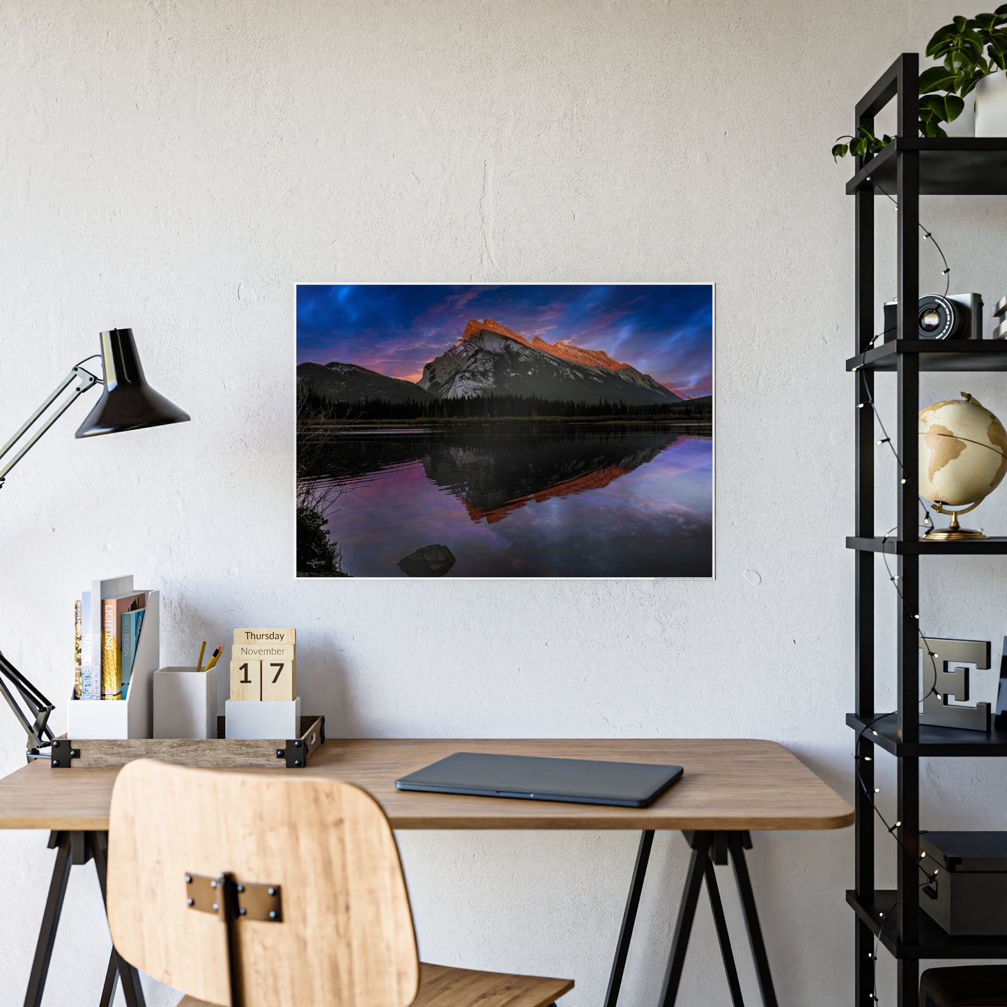 Vermilion Lake Sunset Poster — Banff Mountain Reflection Wall Art