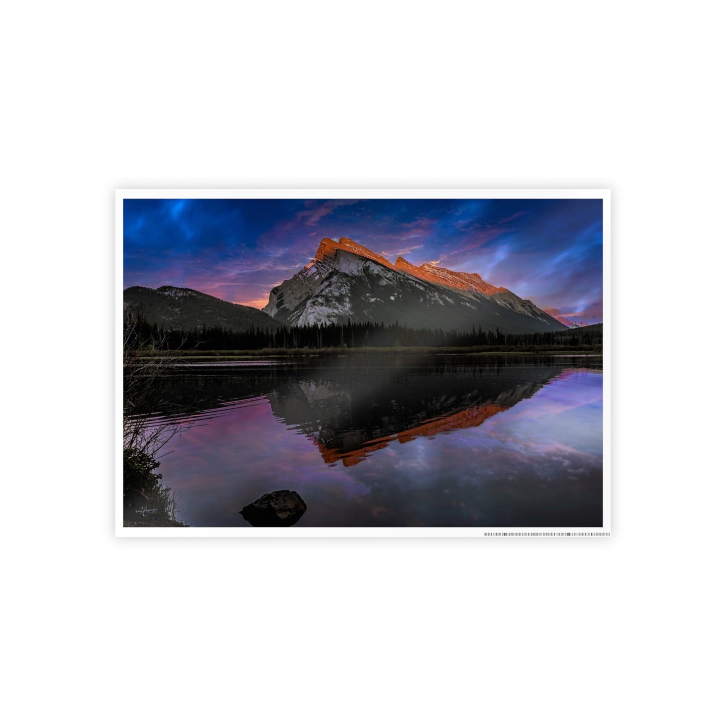 Vermilion Lake Sunset Poster — Banff Mountain Reflection Wall Art