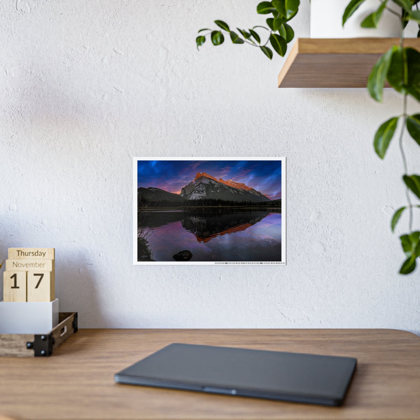 Vermilion Lake Sunset Poster — Banff Mountain Reflection Wall Art