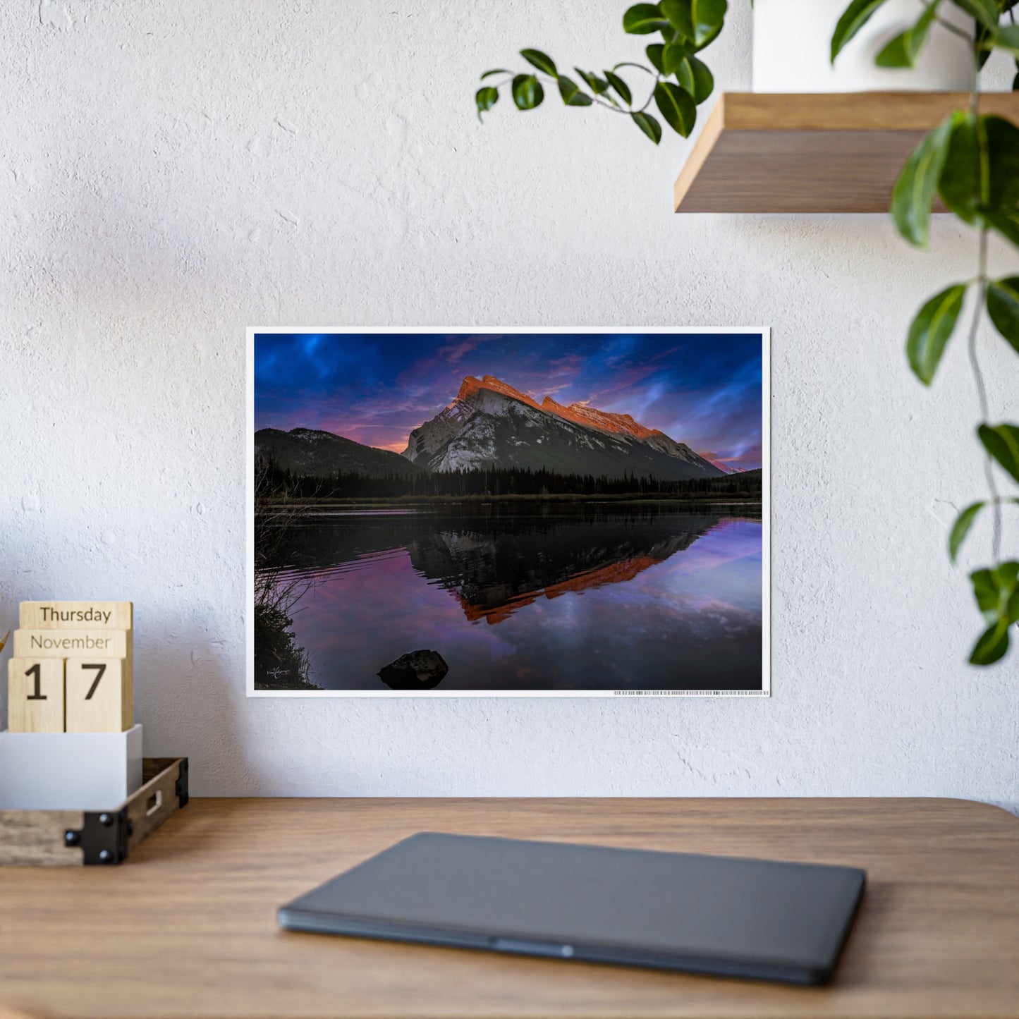 Vermilion Lake Sunset Poster — Banff Mountain Reflection Wall Art