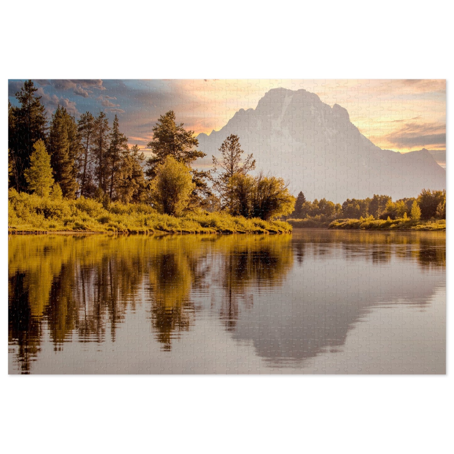 Sunset Mountain Lake Jigsaw Puzzle (With Tin) - 1000 / 2000 Piece Scenic Puzzle Gift