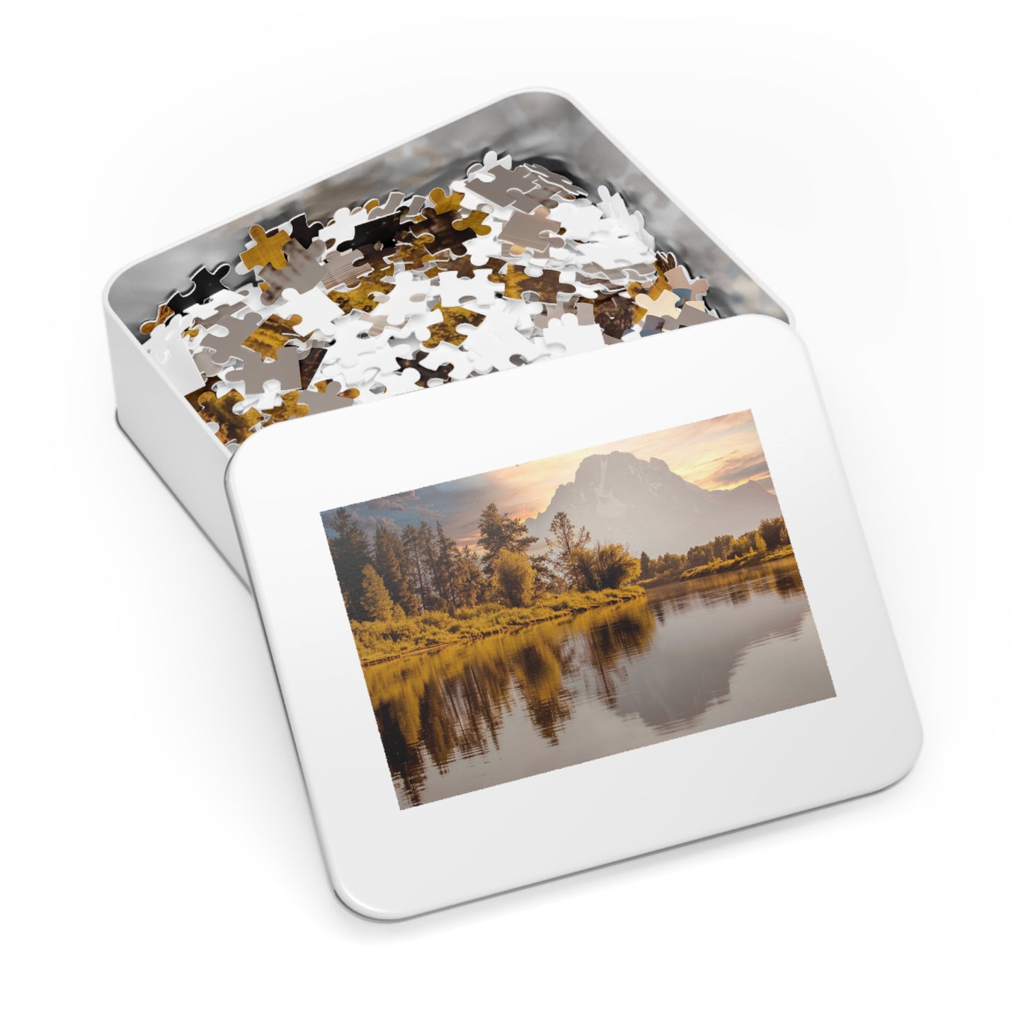 Sunset Mountain Lake Jigsaw Puzzle (With Tin) - 1000 / 2000 Piece Scenic Puzzle Gift