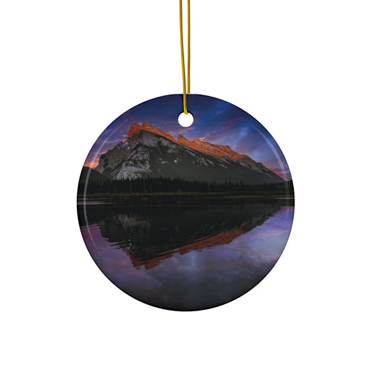 Vermilion Lake Sunset Poster Banff Reflection Ornament