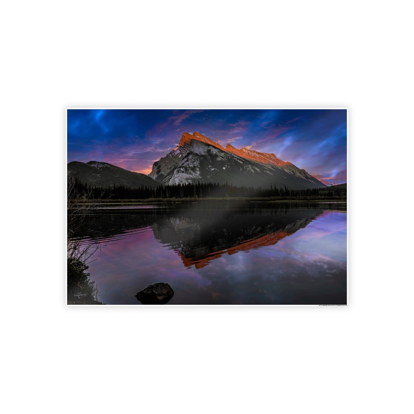 Vermilion Lake Sunset Poster — Banff Mountain Reflection Wall Art