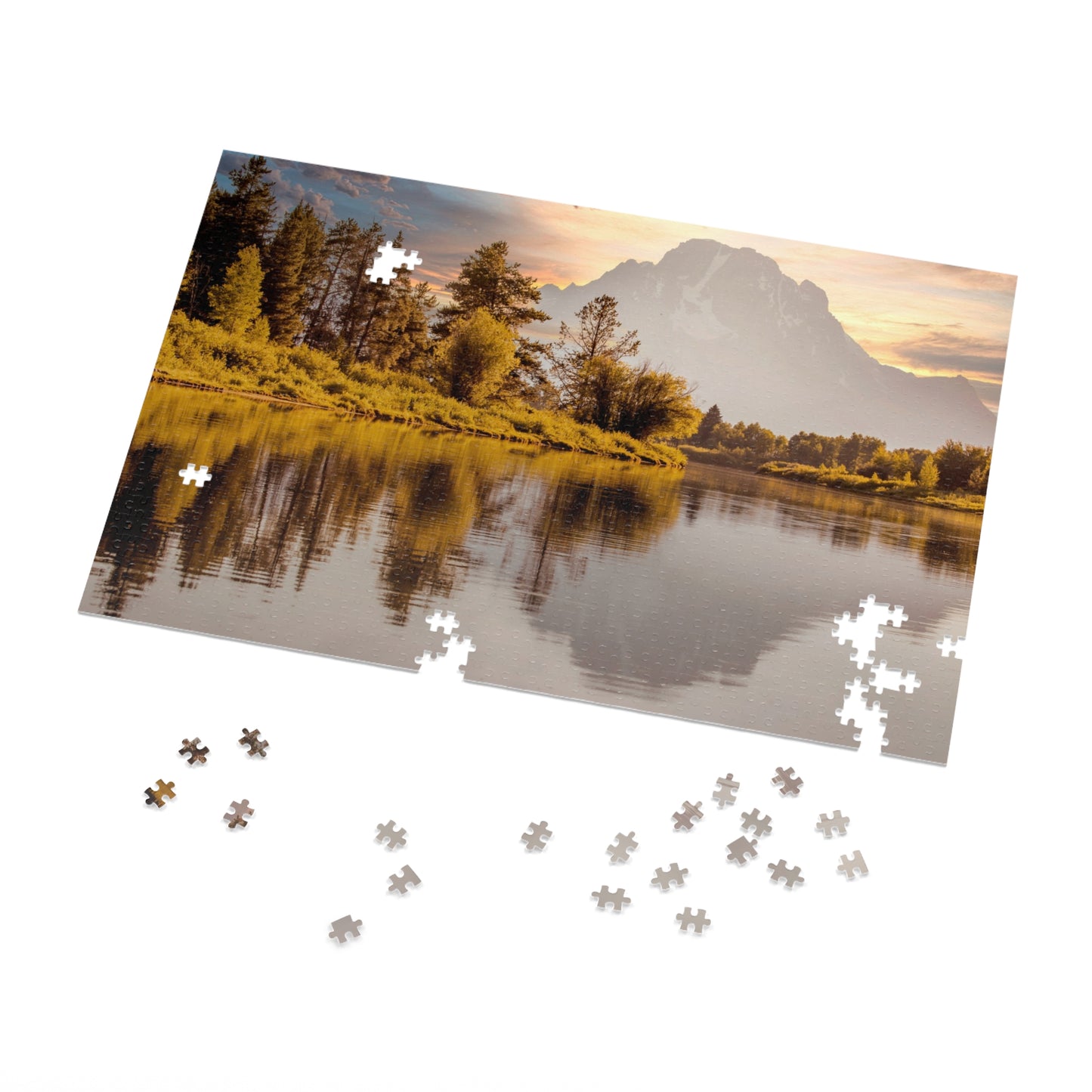 Sunset Mountain Lake Jigsaw Puzzle (With Tin) - 1000 / 2000 Piece Scenic Puzzle Gift