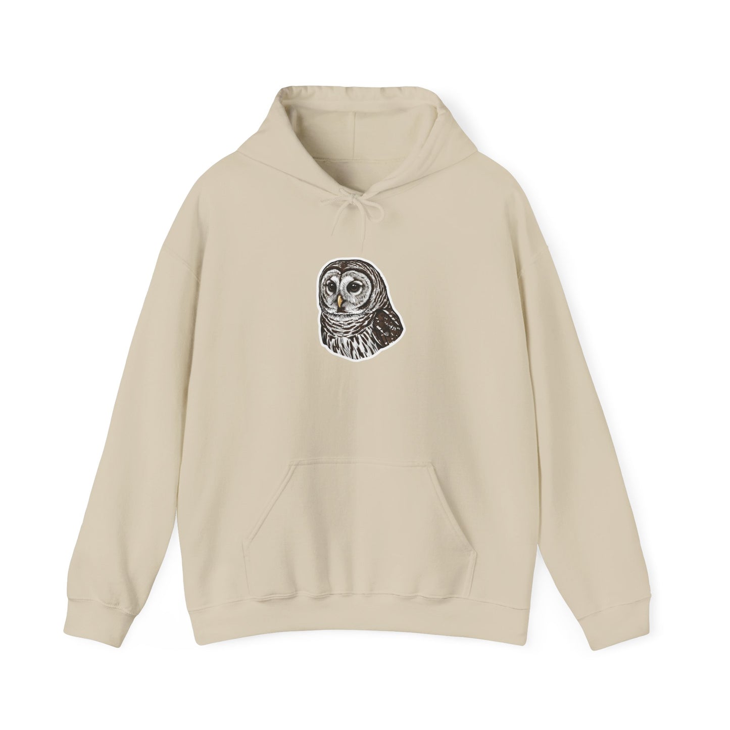 Hand-Drawn Barn Owl Illustration Hoodie | Wildlife Chest Print