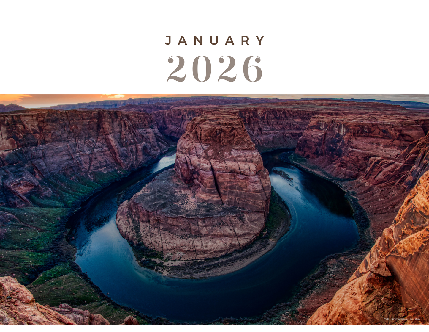 Muse Studio 2026 Landscape Calendar 11x8.5" (Digital Download)