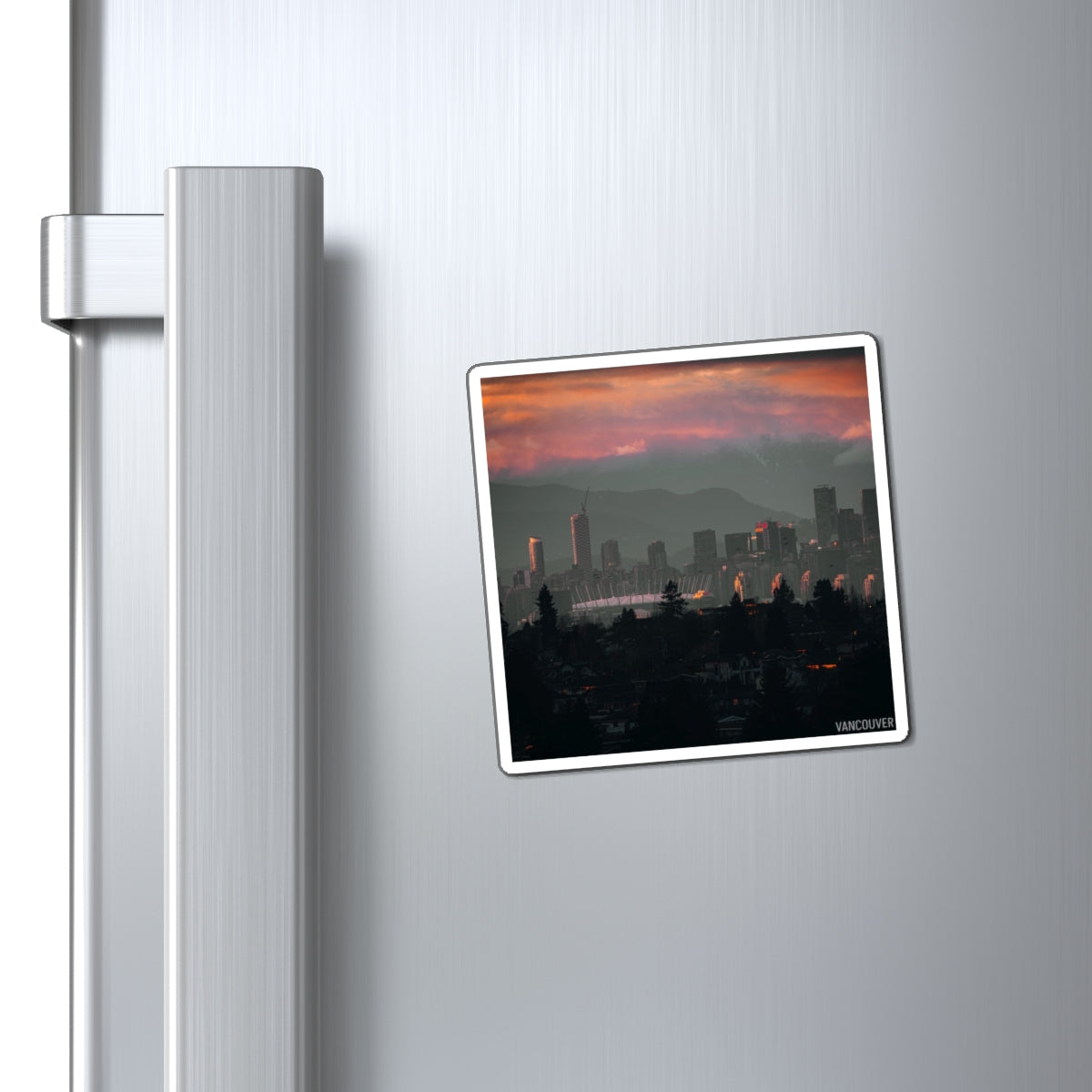 Vancouver Sunset Skyline Magnet — Cityscape Fridge Magnet