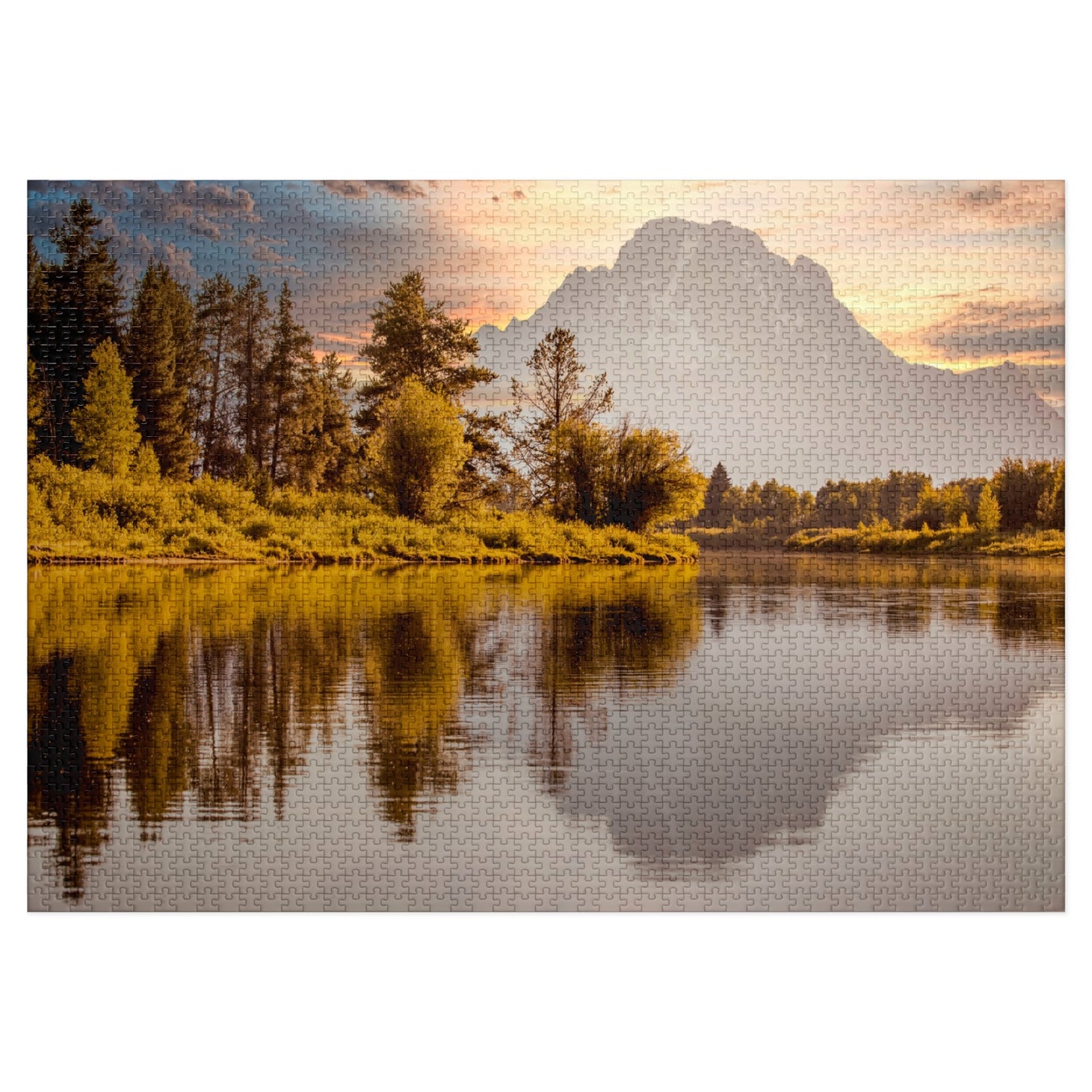 Sunset Mountain Lake Jigsaw Puzzle (With Tin) - 1000 / 2000 Piece Scenic Puzzle Gift