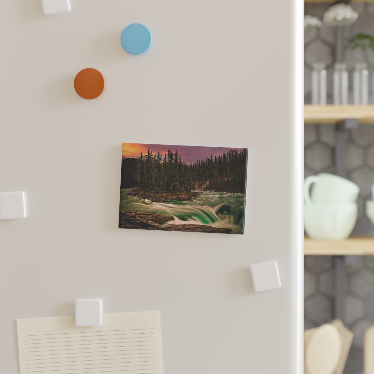 Sunwapta Falls Sunset Rectangle Magnet Jasper National Park Souvenir