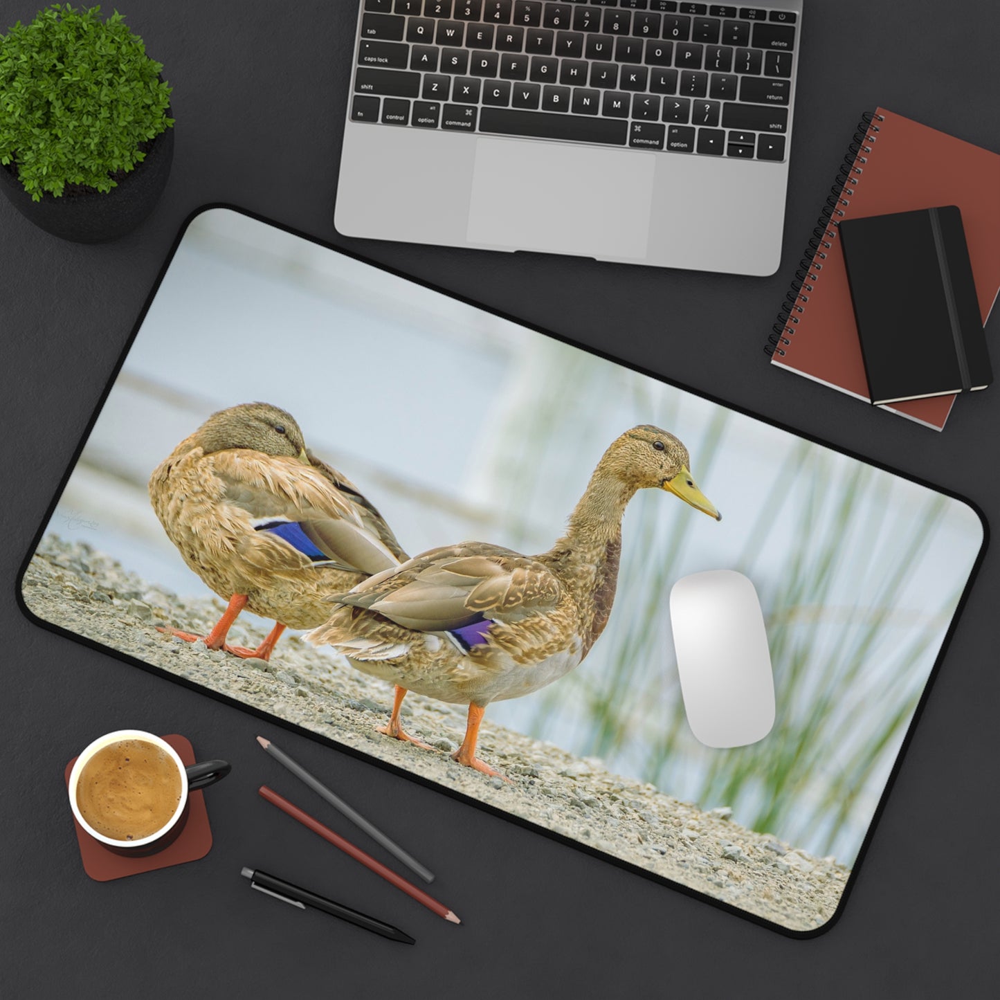 Duck Pair Desk Mat — Scenic Waterfowl Mouse Pad for Nature Lovers