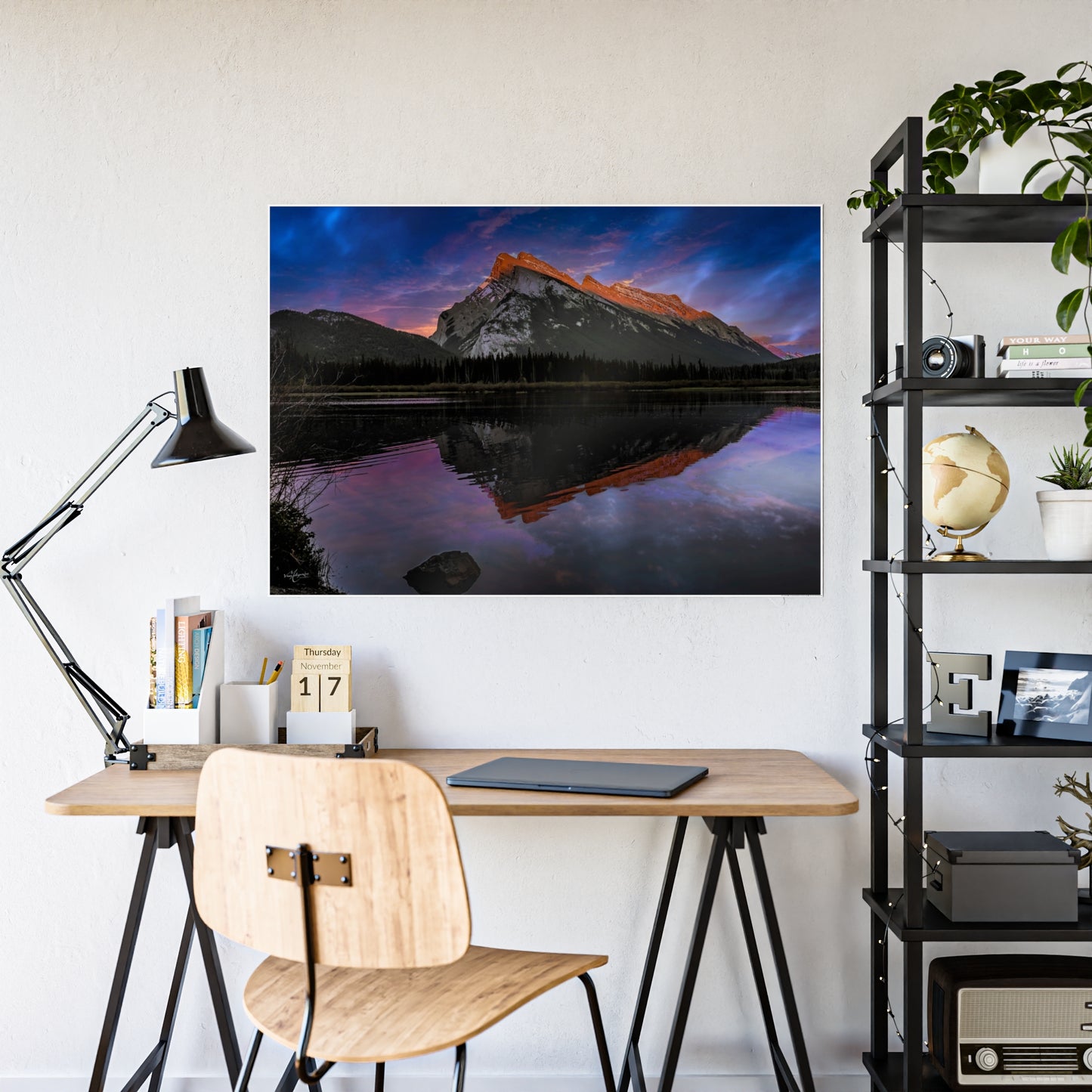 Vermilion Lake Sunset Poster — Banff Mountain Reflection Wall Art