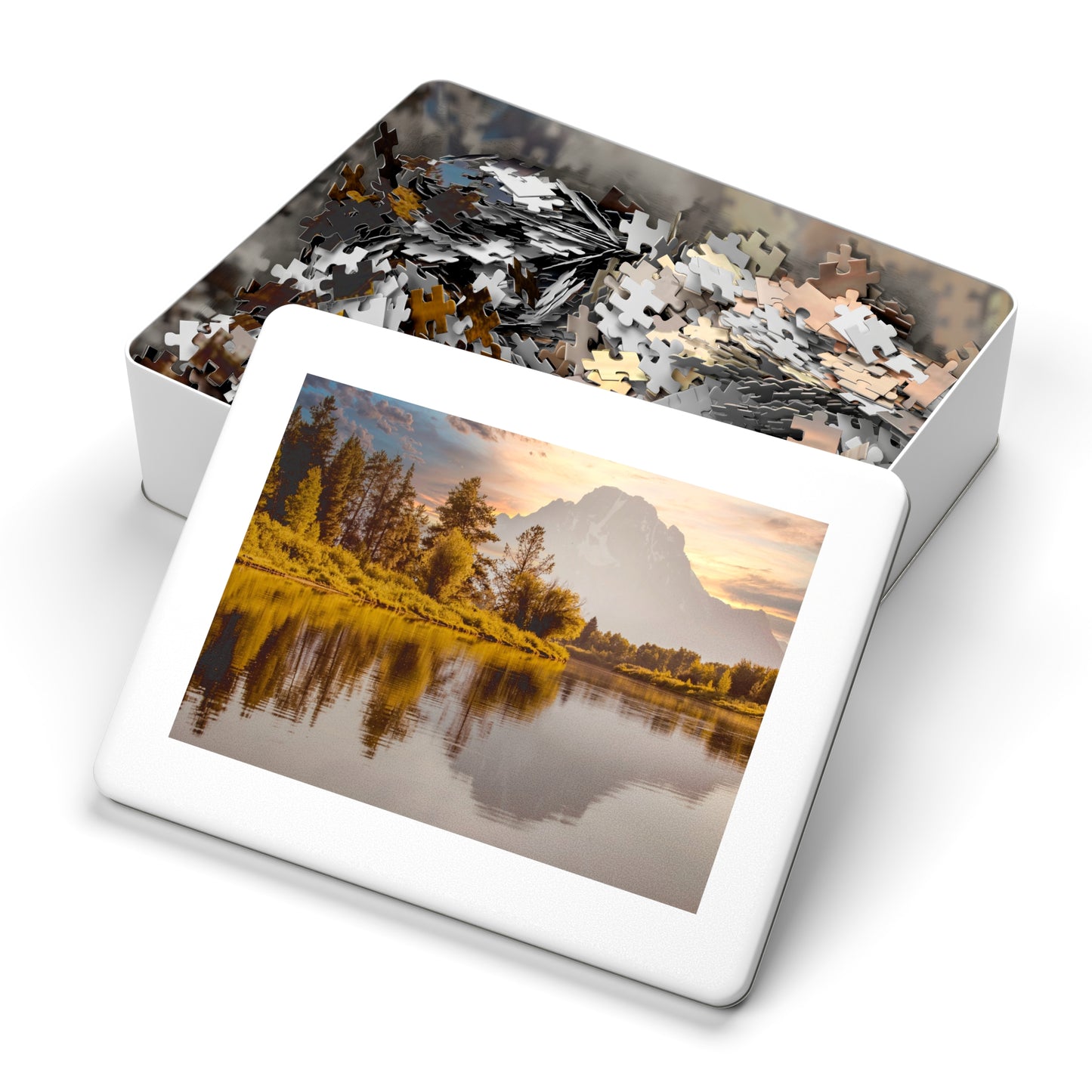 Sunset Mountain Lake Jigsaw Puzzle (With Tin) - 1000 / 2000 Piece Scenic Puzzle Gift