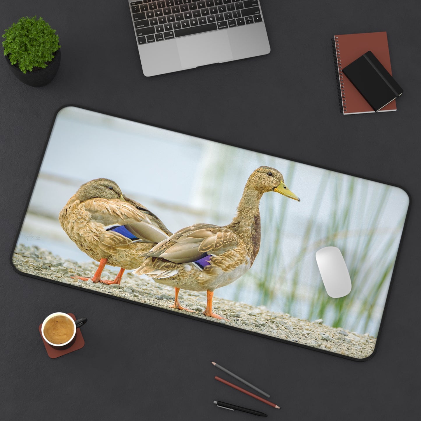 Duck Pair Desk Mat — Scenic Waterfowl Mouse Pad for Nature Lovers